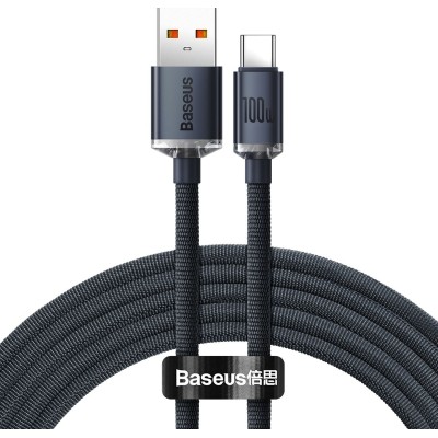 Кабель Baseus Crystal Shine Series Fast Charging Data USB кабель USB To Type-C 100W 2m (CAJY000501) Black