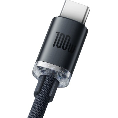 Кабель Baseus Crystal Shine Series Fast Charging Data USB кабель USB To Type-C 100W 2m (CAJY000501) Black