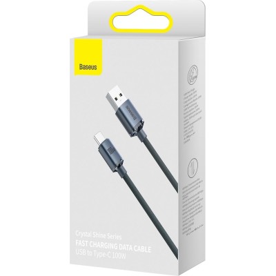 Кабель Baseus Crystal Shine Series Fast Charging Data USB кабель USB To Type-C 100W 2m (CAJY000501) Black