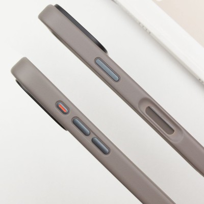 TPU+PC чохол Metal Buttons with MagSafe для Apple iPhone 16 (6.1") Сірий