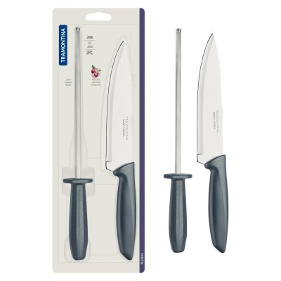 Набори ножів TRAMONTINA PLENUS сірий н-р нож2пр(ніж178мм,мусат)інд. (23498/611)