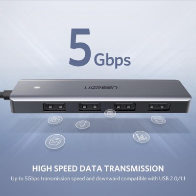 USB-хаб UGREEN CM219 4-Port USB3.0 Hub With USB-C Power Supply (50985)