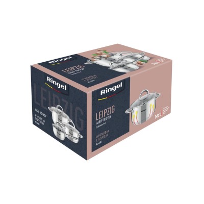 Набір посуду RINGEL Leipzig 6 пр. ківш 1.15 л + кастрюля (1.9л+3.6л) (RG-6004)