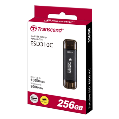 ssd зовнішній TRANSCEND 256GB ESD310C, USB 10Gbps, Type C/A Сірий