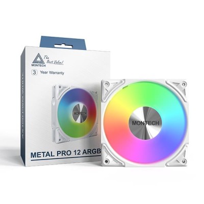 Корпусний вентилятор 120MM METAL PRO 12 ARGB PWM WHITE MONTECH