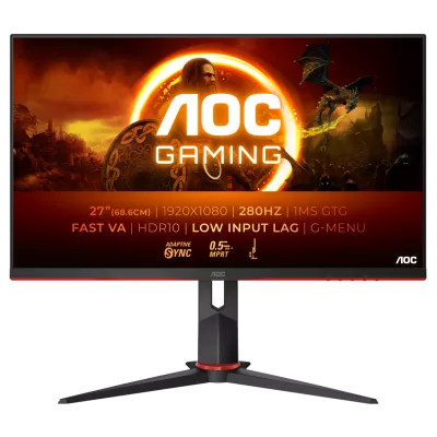 Монiтор TFT AOC 27" 27G2ZN3/BK VA FHD 300nit 280Hz 2*HDMI DP Pivot Black/Red