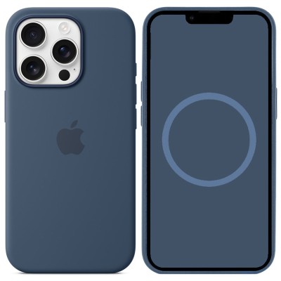 Чохол Silicone case (AAA) full with Magsafe and Animation для Apple iPhone 16 Pro (6.3") Denim