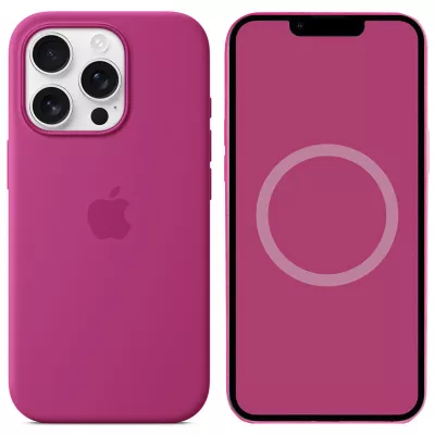 Чохол Silicone case (AAA) full with Magsafe and Animation для Apple iPhone 16 Pro (6.3") Fuchsia