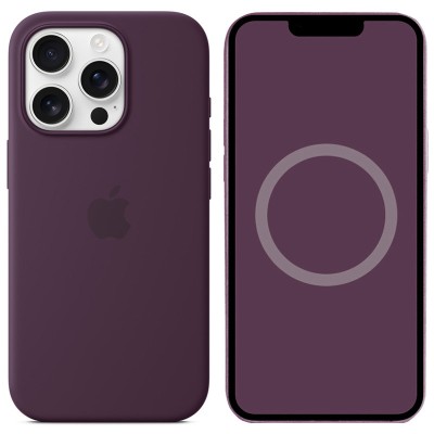Чохол Silicone case (AAA) full with Magsafe and Animation для Apple iPhone 16 Pro (6.3") Plum