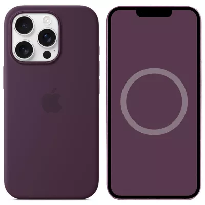 Чохол Silicone case (AAA) full with Magsafe and Animation для Apple iPhone 16 Pro (6.3") Plum