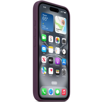 Чохол Silicone case (AAA) full with Magsafe and Animation для Apple iPhone 16 Pro (6.3") Plum