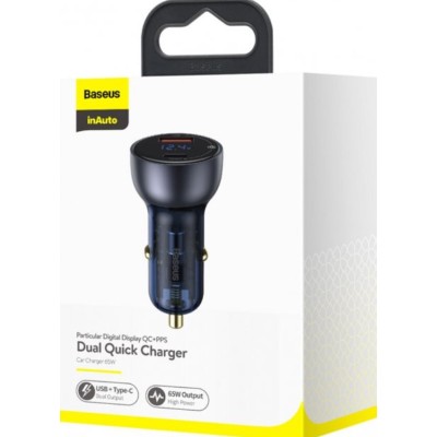 АЗП Baseus Particular Digital Display PPS Dual Quick Charger 65W USB + Type-C CCKX-C0G (gray) АЗП Baseus Particular Digital Display PPS Dual Quick Charger 65W USB + Type-C CCKX-C0G (gray)