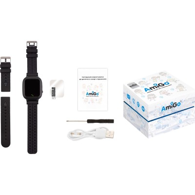 Дитячий смарт-годинник AmiGo GO004 SP Camera+LED Black
