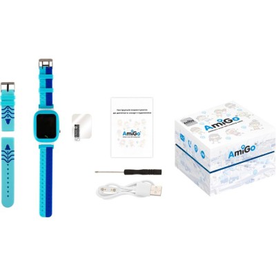 Дитячий смарт-годинник AmiGo GO004 Splashproof Camera+LED Blue