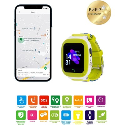 Дитячий смарт-годинник AmiGo GO004 Splashproof Camera+LED Green