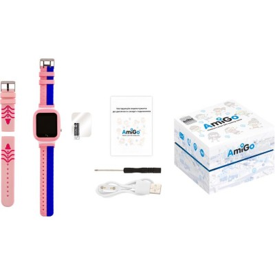 Дитячий смарт-годинник AmiGo GO004 Splashproof Camera+LED Pink