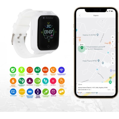 Дитячий смарт-годинник с видеозвонком AmiGo GO006 GPS 4G WIFI White