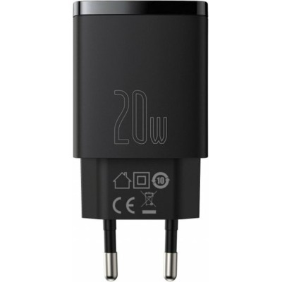 Зарядний Пристрій Baseus 1USB + Type-C Compact Quick Charger 20W (CCXJ-B01) Black