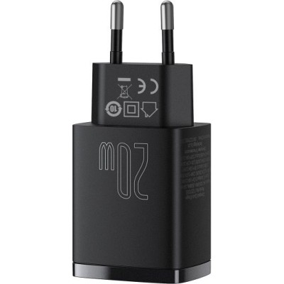 Зарядний Пристрій Baseus 1USB + Type-C Compact Quick Charger 20W (CCXJ-B01) Black