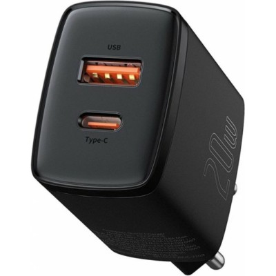 Зарядний Пристрій Baseus 1USB + Type-C Compact Quick Charger 20W (CCXJ-B01) Black