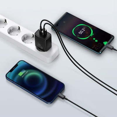 Зарядний Пристрій Baseus 1USB + Type-C Compact Quick Charger 20W (CCXJ-B01) Black
