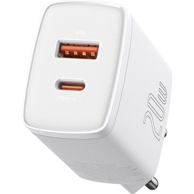 Зарядний Пристрій Baseus 1USB + Type-C Compact Quick Charger 20W (CCXJ-B02) White