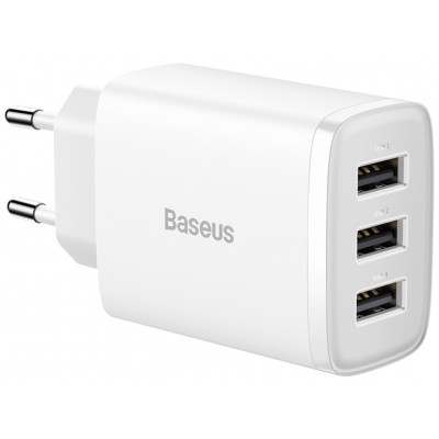 Зарядний Пристрій Baseus Compact 17W (3USB) (CCXJ020102) White