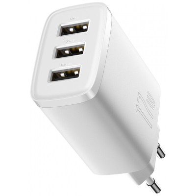 Зарядний Пристрій Baseus Compact 17W (3USB) (CCXJ020102) White