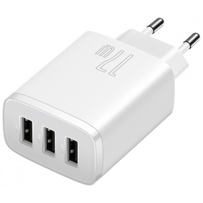 Зарядний Пристрій Baseus Compact 17W (3USB) (CCXJ020102) White