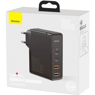 Зарядний Пристрій Baseus GaN2 Pro Quick Charger 100W CCGAN2P-L01 (2Type-C + 2USB) Black
