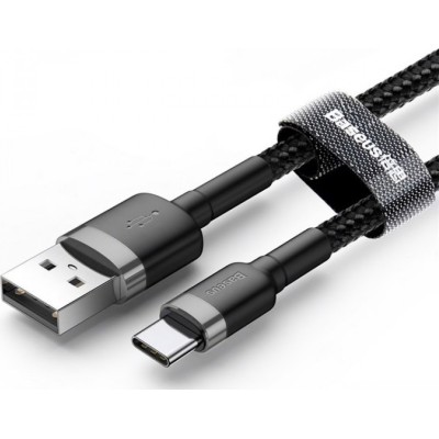 Кабель Baseus Cafule Type-C 3A (1m) (CATKLF-BG1) (gray/black)