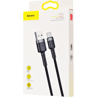 Кабель Baseus Cafule Type-C 3A (1m) (CATKLF-BG1) (gray/black)