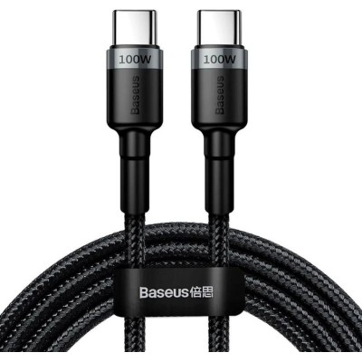 Кабель Baseus Cafule Type-C To Type-C (100W, 5A, 2m) CATKLF-ALG1 Black-Grey