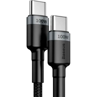 Кабель Baseus Cafule Type-C To Type-C (100W, 5A, 2m) CATKLF-ALG1 Black-Grey