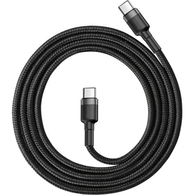 Кабель Baseus Cafule Type-C to Type-C PD2.0 (20V 3A) 1m (CATKLF-GG1) Grey\Black