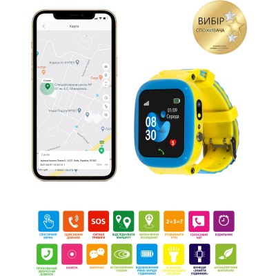 Смарт-годинник Для дітей AmiGo GO004 GLORY Blue-Yellow