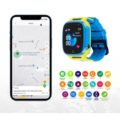 Смарт-годинник Для дітей AmiGo GO008 GLORY GPS WIFI Blu-Yel