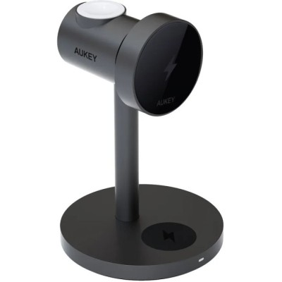 Бездротовий зарядний пристрій Aukey MagFusion 3-in-1 15W Qi2 (LC-MC311) сірий