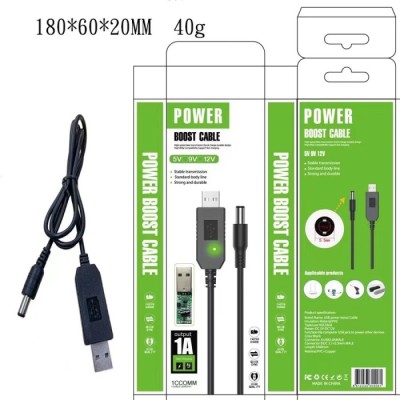 Кабель Power Boost cable USB-DC 5.5x2.1 9V 1 м чорний