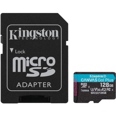 Карта памяти Kingston MicroSDXC 128GB Canvas Go! Plus Class 10 UHS-I U3 V30 A2 + SD-адаптер (SDCG3/128GB)