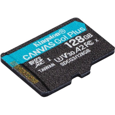 Карта памяти Kingston MicroSDXC 128GB Canvas Go! Plus Class 10 UHS-I U3 V30 A2 + SD-адаптер (SDCG3/128GB)