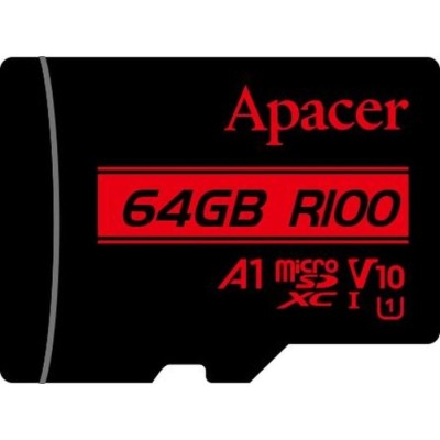 Карта пам'яті Apacer microSDXC UHS-I 64GB R100 V10 A1 + SD adapter (AP64GMCSX10UB-R)