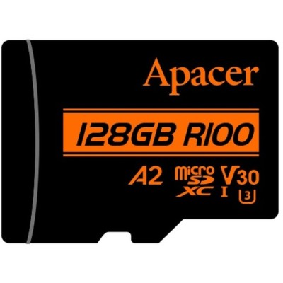 Карта пам'яті Apacer microSDXC UHS-I U3 128GB V30 A2 адаптер +SD (AP128GMCSX10U8-R)