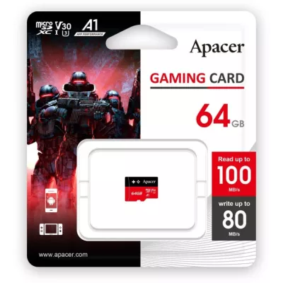 Карта пам'яті Apacer microSDXC UHS-I U3 64GB V30 A1 (AP64GMCSX10U7-RAGC)