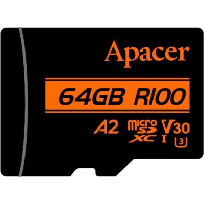 Карта пам'яті Apacer microSDXC UHS-I U3 64GB V30 A2 адаптер +SD (AP64GMCSX10U8-R)
