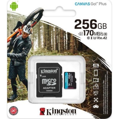 Карта пам'яті Kingston MicroSDXC 256GB Canvas Go! Plus Class 10 UHS-I U3 V30 A2 + SD-адаптер (SDCG3/256GB)