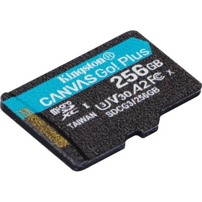 Карта пам'яті Kingston MicroSDXC 256GB Canvas Go! Plus Class 10 UHS-I U3 V30 A2 + SD-адаптер (SDCG3/256GB)
