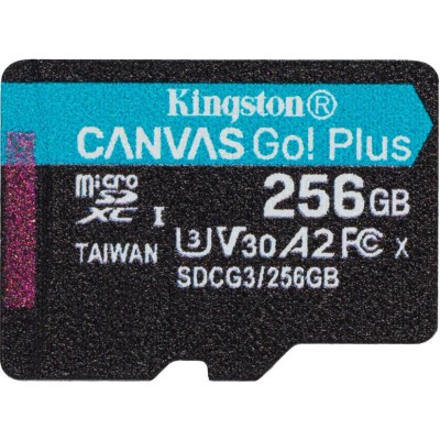 Карта пам'яті Kingston MicroSDXC 256GB Canvas Go! Plus Class 10 UHS-I U3 V30 A2 + SD-адаптер (SDCG3/256GB)