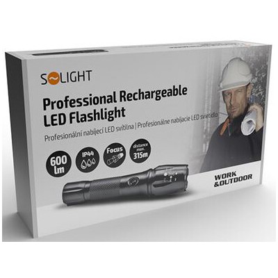 Ліхтар Solight WN13 Professional rechargeable LED flashlight,T6 XML Cree LED,600lm, Li-Ion, Black (971619)