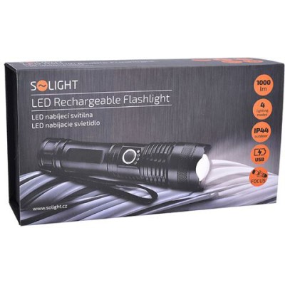 Ліхтар акумуляторний WN34 Solight LED flash light1000lm,2800mAh Li-Ion,USB (968560)